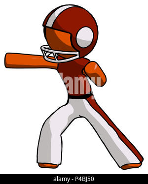 Orange football player man martial arts punch left. Stock Photo