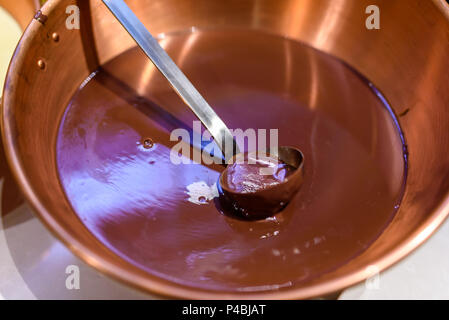 Chocolate preparation -  making chocolate in the kitchen Stock Photo