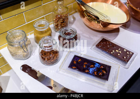 Chocolate preparation -  making chocolate in the kitchen Stock Photo