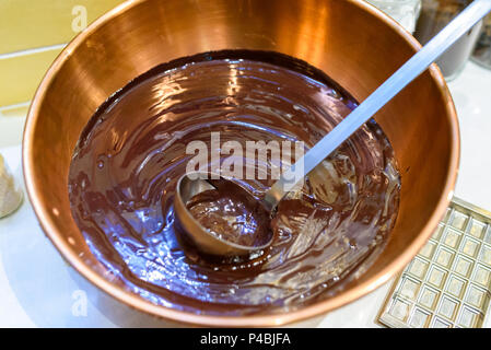 Chocolate preparation -  making chocolate in the kitchen Stock Photo