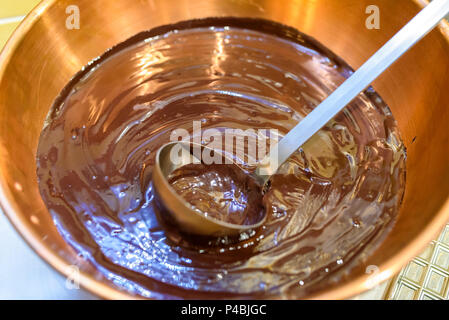 Chocolate preparation -  making chocolate in the kitchen Stock Photo