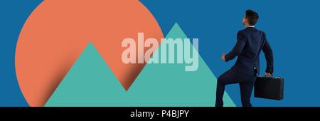 Composed image of business man and statistical figures Stock Photo