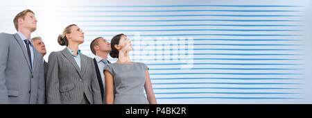 Composite image of business people looking up Stock Photo