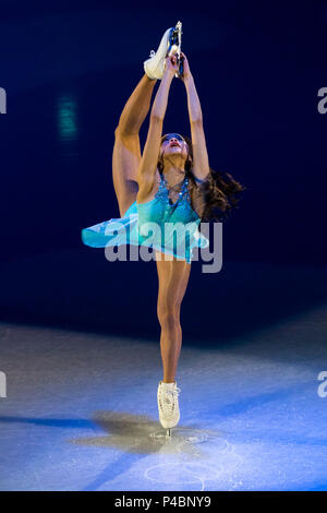 Young Korean female figure skater  performing at the Figure Skating Gala Exhibition at the Olympic Winter Games PyeongChang 2018 Stock Photo