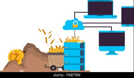 cryptocurrency commerce technology set icons Stock Vector