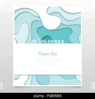 Turquois abstract layout - vector paper cut banner Stock Vector