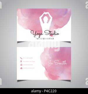 Business card design with a silhouette of a female in a yoga pose Stock Photo