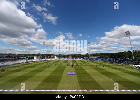 Emirates Riverside before the One Day International match at the Emirates Riverside, Chester-le-Street. PRESS ASSOCIATION Photo. Picture date: Thursday June 21, 2018. See PA story CRICKET England. Photo credit should read: Richard Sellers/PA Wire. RESTRICTIONS: Editorial use only. No commercial use without prior written consent of the ECB. Still image use only. No moving images to emulate broadcast. No removing or obscuring of sponsor logos. Stock Photo