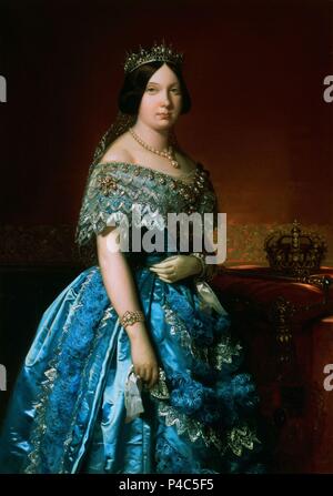 RETRATO DE ISABEL II REINA DE ESPAÑA - SIGLO XIX. Author: Luis de Madrazo (1825-1897). Location: ALCAZAR / MUSEO DEL EJERCITO-COLECCIÓN, TOLEDO, SPAIN. Stock Photo