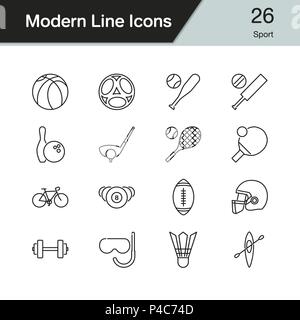 Sport icons. Modern line design set 26. For presentation, graphic design, mobile application, web design, infographics. Vector illustration. Stock Vector