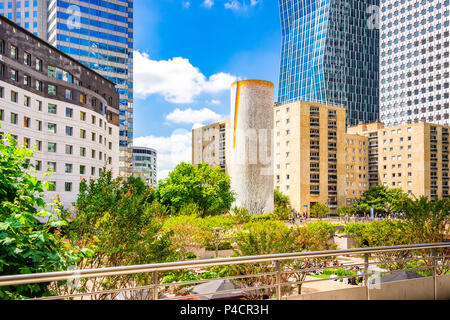 The strange yet wonderful La Defense area in Paris, France that houses an open-air museum. Stock Photo