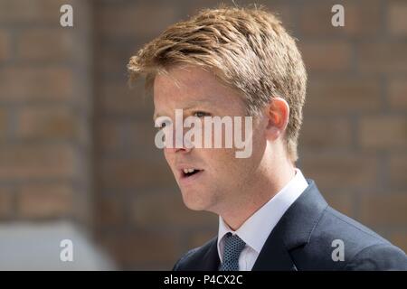 Hugh Grosvenor, the 7th Duke of Westminster speaks during the official handover to the nation of the newly built Defence and National Rehabilitation Centre (DNRC) at the Stanford Hall Estate, Nottinghamshire. Stock Photo