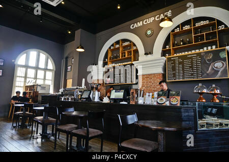 Coffee shop, Phnom Penh, Cambodia Stock Photo