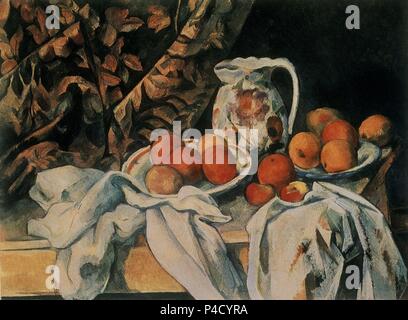 Paul Cezanne, Still Life, Drapery, Pitcher, and Fruit Bowl 1893-94 Oil ...