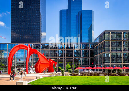 'Araignee Rouge' sculpture by Alexander Calder and sits in the La Defense area in Paris, France Stock Photo