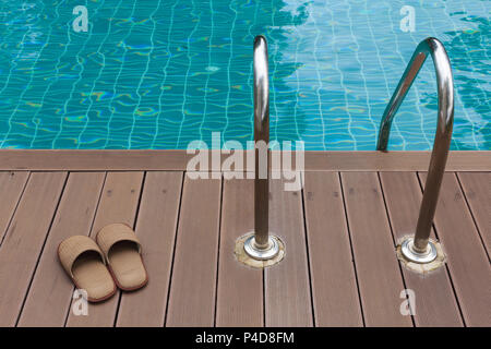 Vintage swimming pool background in hotel on holiday. Stock Photo