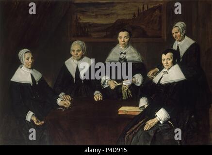 The Regentesses of the Old Men's Almhouse, Haarlem - 1662 - 172,5 x 256 cm - oil on canvas - Baroque. Author: Frans Hals (c. 1580-1666). Location: MUSEO FRANS HALS, HAARLEM, HOLANDA. Also known as: LAS REGENTAS DEL ASILO DE ANCIANOS DE HAARLEM. Stock Photo