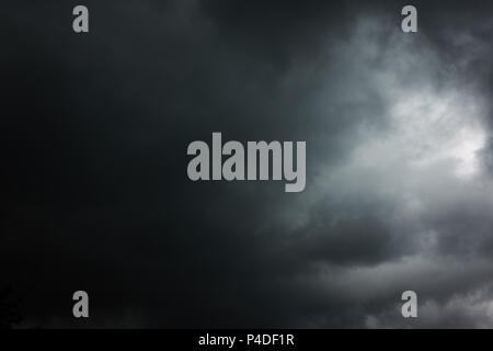 Black heavy clouds with hole, may be used as background - Dramatic sky Stock Photo