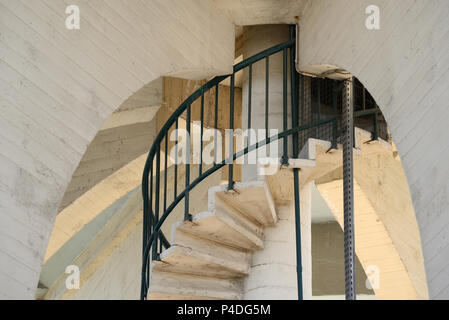 Metal Spiral Staircase Climbing Up Inside a Concrete Water Tower Saint Julien District Marseille France Stock Photo