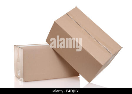 closeup two cardboard boxes Stock Photo