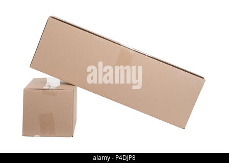 isolated two cardboard boxes Stock Photo