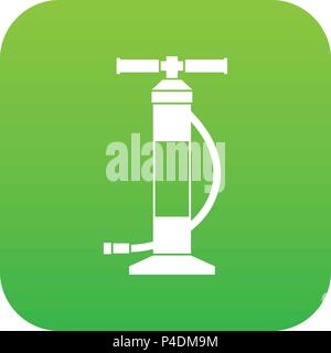 Hand air pump icon digital green Stock Vector