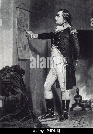 RICHARD MONTGOMERY (1738/1775) PREPARANDO LA RUTA A QUEBEC - GRABADO SIGLO XIX. Stock Photo