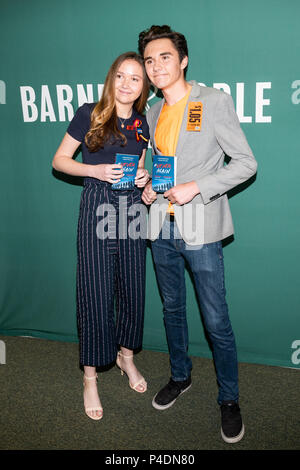 David Hogg, recent graduate of  Marjory Stoneman Douglas High School in Parkland, Florida and Lauren Hogg, co-author with David of #NeverAgain: A New Generation Draws the Line, at the Barnes & Noble book store in Union Square. Stock Photo