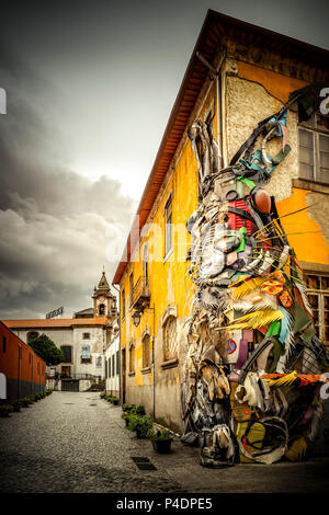 Europa, Portugal, Porto, Stadtteil, Altstadt, Douro, Stadteil, Vila Nova, Kunst Stock Photo