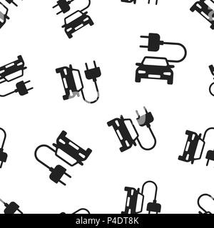 Electro car icon seamless pattern background. Business concept vector illustration. Electric automobile car symbol pattern. Stock Vector