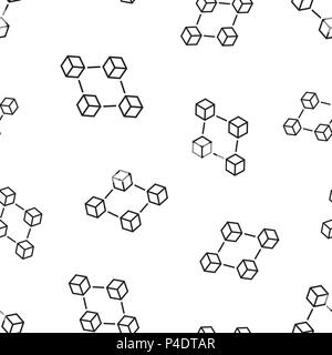 Blockchain technology icon seamless pattern background. Business concept vector illustration. Cryptography cube block symbol pattern. Stock Vector