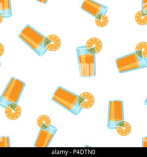 Orange fruit juice icon seamless pattern background. Business concept vector illustration. Orange citrus cocktail drink symbol pattern. Stock Vector
