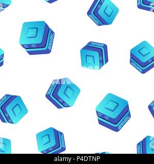 Mining bitcoin server icon seamless pattern background. Business concept vector illustration. Blockchain crypto money farm datacenter symbol pattern. Stock Vector