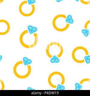 Ring with diamond seamless pattern background. Business concept vector illustration. Gold jewelery ring symbol pattern. Stock Vector