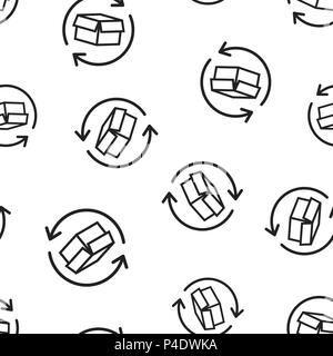 Box package return icon seamless pattern background. Business concept vector illustration. Delivery box with arrow cargo shipping symbol pattern. Stock Vector