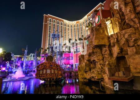Treasure Island Hotel and Casino resort at night Stock Photo