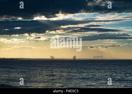 Off shore wind farm at Redcar. Located on the north east coast of England. Stock Photo