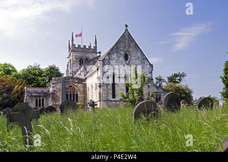 All Saints Church in Sherburn in Elmet, North Yorkshire, is Grade I Listed Building and dates from around 1120. Stock Photo