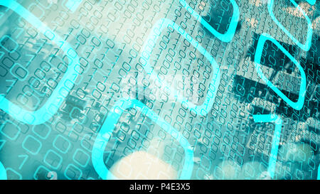 Working futuristic ai computer, abstract binary code Stock Photo