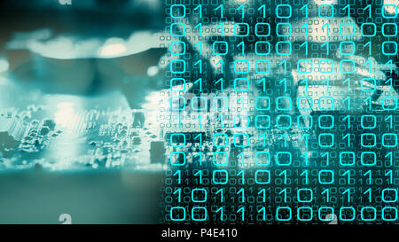 Binary code and technology electronic chip Stock Photo