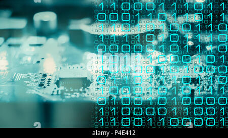 Computer chip and artificial intelligence learning concept Stock Photo
