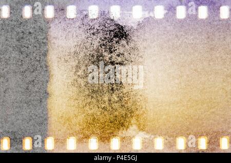 Vintage sepia, blue and red film strip frames on old and damaged paper  background Stock Photo - Alamy