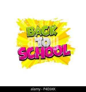 Back to school hand drawn pictures effects. Template comics grunge speech bubble brush halftone dot background. Pop art style. Comic dialog text cloud Stock Vector