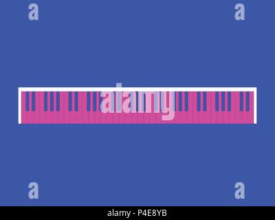 Piano keys. Retro style 80's, pink and blue colors. View from the top. Vector illustration Stock Vector
