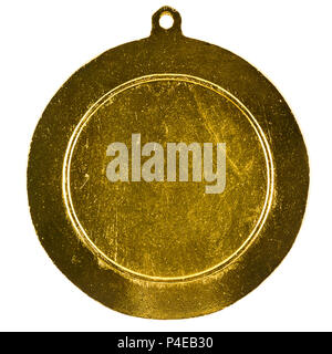 Blank gold medal isolated on white background Stock Photo