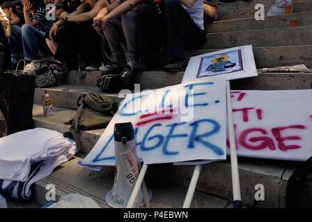 Students demonstration against government policy, Public University 'La Sapienza'. Rome, Italy. Stock Photo