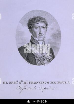 GRABADO-INFANTE DON FRANCISCO DE PAULA. Author: Luis de la Cruz y Ríos (1776-1853). Location: BIBLIOTECA NACIONAL-COLECCION, MADRID, SPAIN. Stock Photo