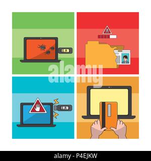 Set of hacker icons Stock Vector