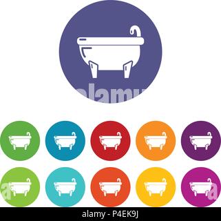 Bathtub icons set vector color Stock Vector