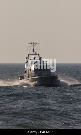 A Starboard side view of The Archer Class Patrol Vessel HMS Dasher P280, in transit in the North sea near the Baltic. Stock Photo